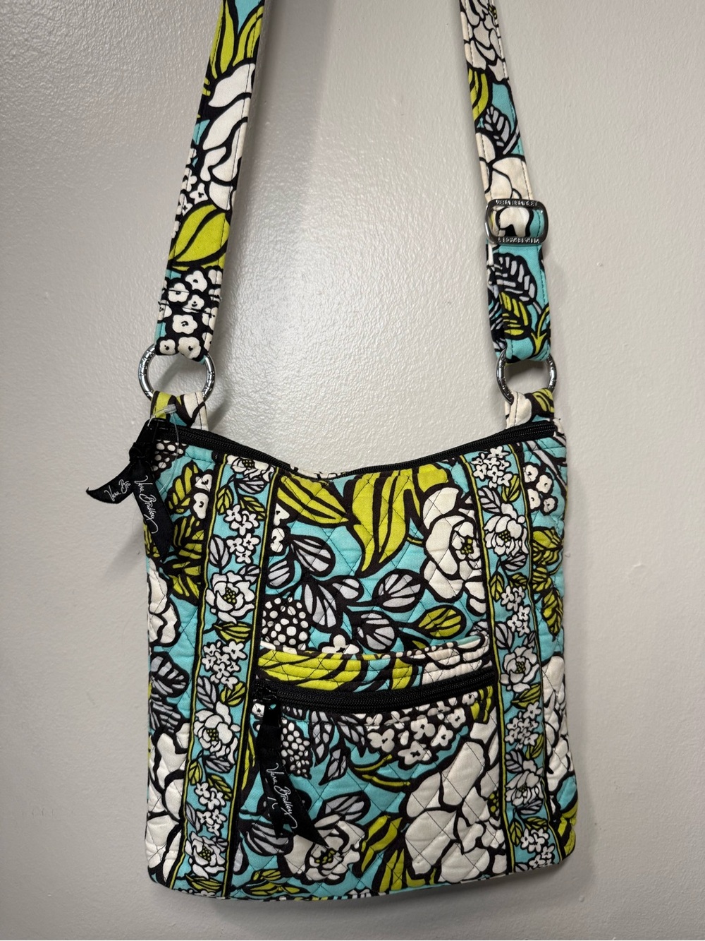 Vera Bradley Aqua Floral Quilted Crossbody Bag